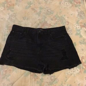 Black Ripped Jean Shorts